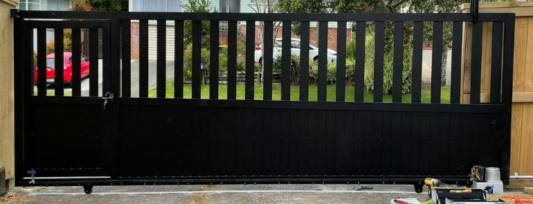 Single HALF SOLID Sliding Panel Gate